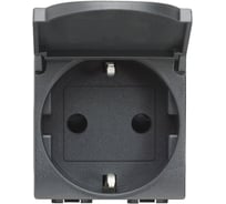 Розетка Bticino Livinglight 2К+З с крышкой, антрацит L4141PW