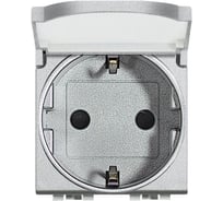 Розетка Bticino Livinglight 2К+З с крышкой, алюминий NT4141PW