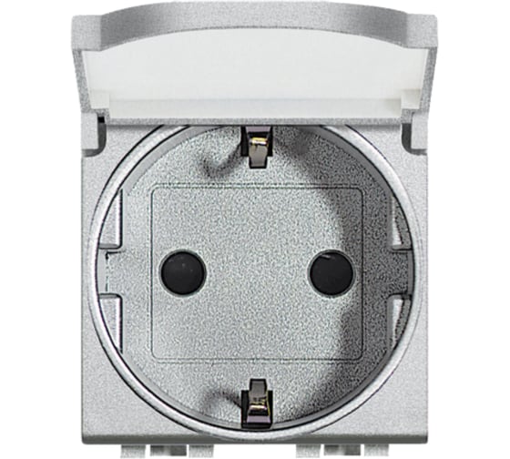 Розетка Bticino Livinglight 2К+З с крышкой, алюминий NT4141PW 1