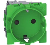 Розетка Bticino LIVING NOW немецкого стандарта 2К+З 16А винтовые клеммы 2 модуля. Цвет Зеленый. KV4141