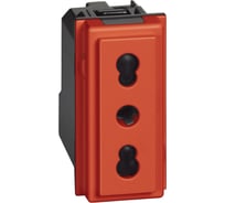 Розетка Bticino LIVING NOW итальянского стандарта для вилок 2К и 2К+З 10/16А 1 модуль. Цвет Красный. KR4180