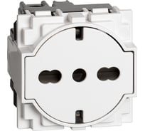 Розетка Bticino LIVING NOW немецкого/итальянского стандарта с плоской лицевой панелью 10/16А 2 модуля. Цвет Белый. KW4140A16F