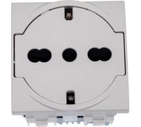 Розетка Bticino LIVINGLIGHT 2К+З 16А 250В, немецкого/итальянского стандартов,с плоской лицевой панелью. Цвет Белый N4140/16F