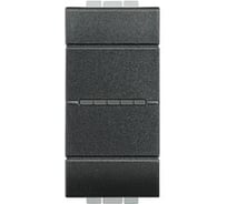 Переключатель Bticino Livinglight аксиальный одноклавишный 10А 250В. Автоматические клеммы. 1 модуль. Цвет Антрацит L4053AN