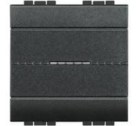 Переключатель Bticino Livinglight аксиальный одноклавишный 10А 250В. Автоматические клеммы. 2 модуля. Цвет Антрацит L4053M2AN