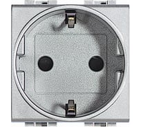 Розетка силовая Bticino Livinglight 2К+З с автоматическими клемами, алюминий NT4141AN
