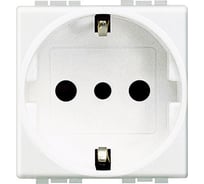 Розетка Bticino 2П + заземление (центр., боков.) 10А/16А с защитными шторками 2 модуля N4140