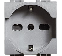 Розетка Bticino 2П + заземление (центр., боков.) 16А с защитными шторками 2 модуля NT4140/16