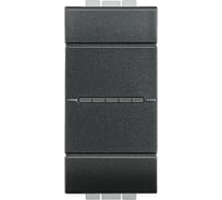 Выключатель Bticino Livinglight аксиальный одноклавишный 10А 250В. Автоматические клеммы. 1 модуль. Цвет Антрацит L4051AN
