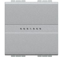 Выключатель Bticino Livinglight аксиальный одноклавишный 10А 250В. Автоматические клеммы. 2 модуля. Цвет Алюминий NT4051M2AN