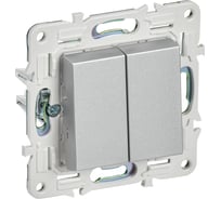 Выключатель 2-клавишный IEK SKANDY SK-V04S 10А, серебро SK-V20-0-10-K23