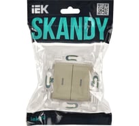 Выключатель 2-клавишный IEK SKANDY SK-V09B с индикацией, 10А, бежевый SK-V20-1-10-K10