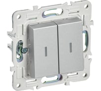 Выключатель 2-клавишный IEK SKANDY SK-V09S с индикацией, 10А, серебро SK-V20-1-10-K23