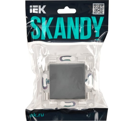Выключатель 1-клавишный проходной IEK SKANDY SK-V02Gr 10А, серый SK-V12-0-10-K03