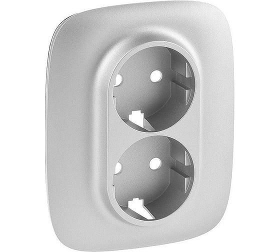 Лицевая панель для двойной силовой розетки Legrand Valena ALLURE 2x2К+З, алюминий 754957