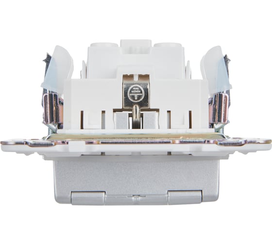 Розетка IEK SKANDY SK-R11S заземляющий контакт, шторки, крышка, 16А, IP44, серебро SK-R16-16-44-K23