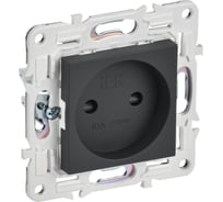 Розетка IEK SKANDY SK-R01G без заземляющего контакта, с защитными шторками, 10А, графит SK-R13-10-K53