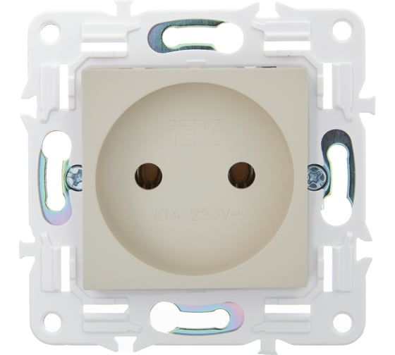 Розетка IEK SKANDY SK-R02B без заземляющего контакта, без шторок, 10А, бежевый SK-R10-10-K10