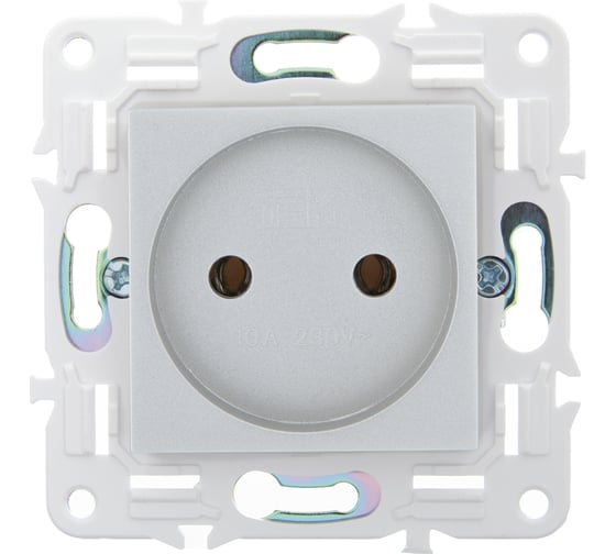 Розетка IEK SKANDY SK-R02S без заземляющего контакта, без шторок, 10А, серебро SK-R10-10-K23