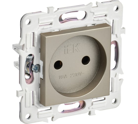 Розетка IEK SKANDY SK-R02Sh без заземляющего контакта, без шторок, 10А, шампань SK-R10-10-K37