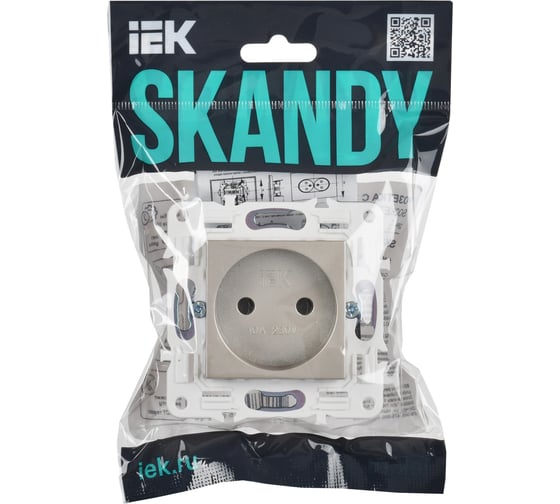 Розетка IEK SKANDY SK-R02Sh без заземляющего контакта, без шторок, 10А, шампань SK-R10-10-K37