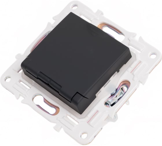 Розетка IEK SKANDY SK-R11G заземляющий контакт, шторки, крышка, 16А, IP44, графит SK-R16-16-44-K53