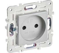 Розетка IEK SKANDY SK-R01S без заземляющего контакта, с защитными шторками, 10А, серебро SK-R13-10-K23