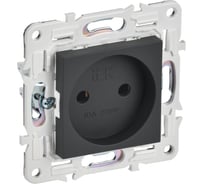 Розетка IEK SKANDY SK-R02G без заземляющего контакта, без шторок, 10А, графит SK-R10-10-K53