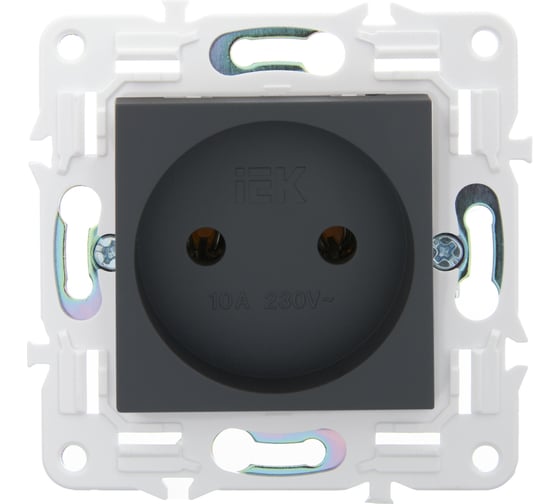 Розетка IEK SKANDY SK-R02G без заземляющего контакта, без шторок, 10А, графит SK-R10-10-K53