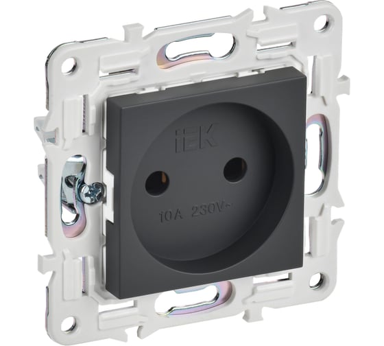 Розетка IEK SKANDY SK-R02T без заземляющего контакта, без шторок, 10А, титан SK-R10-10-K48