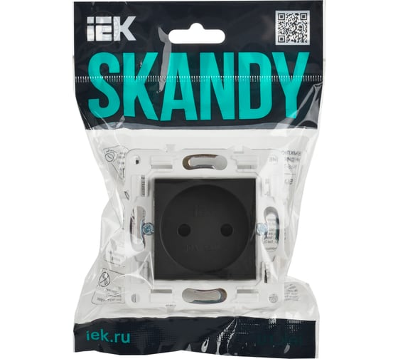 Розетка IEK SKANDY SK-R01T без заземляющего контакта, с защитными шторками, 10А, титан SK-R13-10-K48