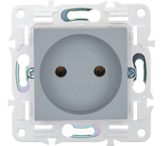 Розетка IEK SKANDY SK-R02Gr без заземляющего контакта, без шторок, 10А, серый SK-R10-10-K03