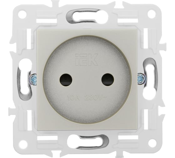 Розетка IEK SKANDY SK-R01Sh без заземляющего контакта, с защитными шторками, 10А, шампань SK-R13-10-K37