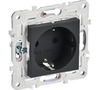 Розетка IEK SKANDY SK-R04G с заземляющим контактом, со шторками, 16А, графит SK-R14-16-K53