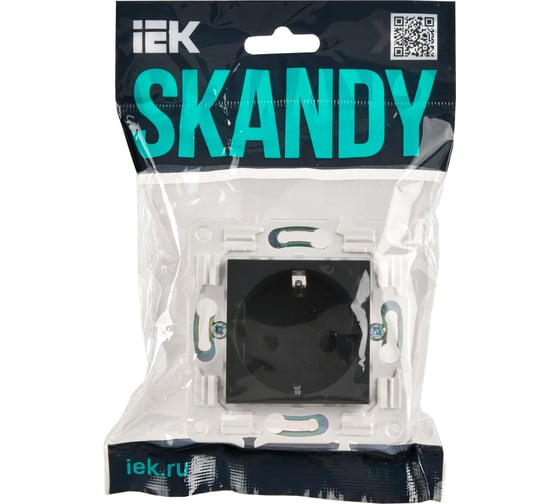 Розетка IEK SKANDY SK-R04G с заземляющим контактом, со шторками, 16А, графит SK-R14-16-K53