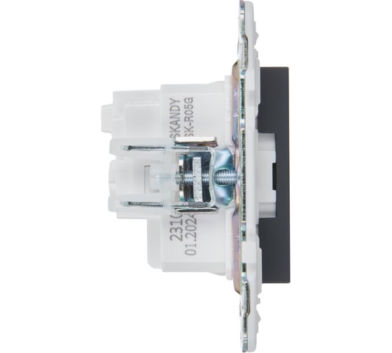 Розетка IEK SKANDY SK-R05G с заземляющим контактом, без защитных шторок, 16А, графит SK-R11-16-K53