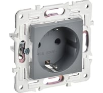 Розетка IEK SKANDY SK-R04Gr с заземляющим контактом, со шторками, 16А, серый SK-R14-16-K03