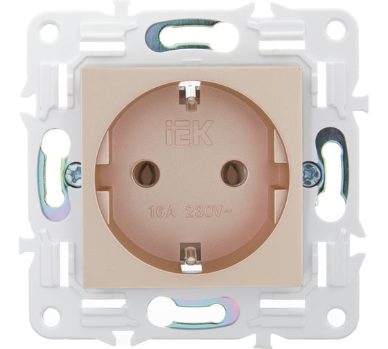 Розетка IEK SKANDY SK-R05Sa с заземляющим контактом, без защитных шторок, 16А, песочный SK-R11-16-K98