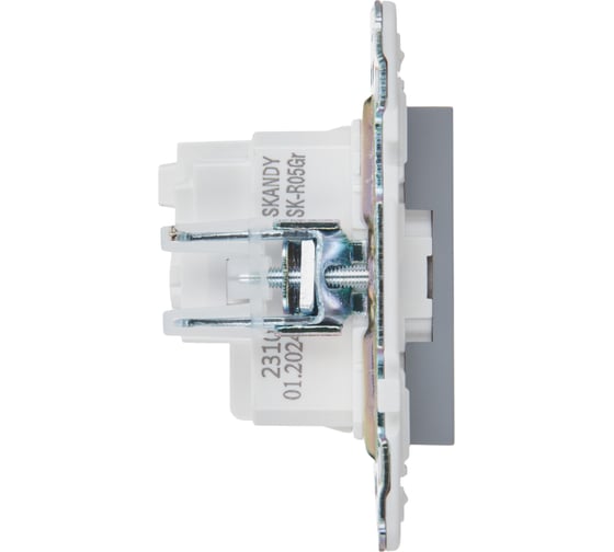 Розетка IEK SKANDY SK-R05Gr с заземляющим контактом, без защитных шторок, 16А, серый SK-R11-16-K03