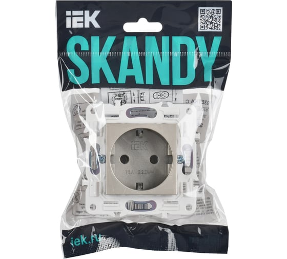 Розетка IEK SKANDY SK-R05Sh с заземляющим контактом, без защитных шторок, 16А, шампань SK-R11-16-K37