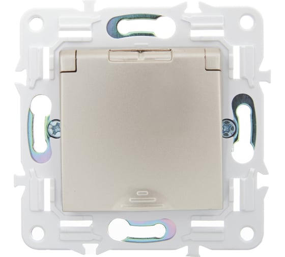 Розетка IEK SKANDY SK-R11Sh заземляющий контакт, шторки, крышка, 16А, IP44, шампань SK-R16-16-44-K37