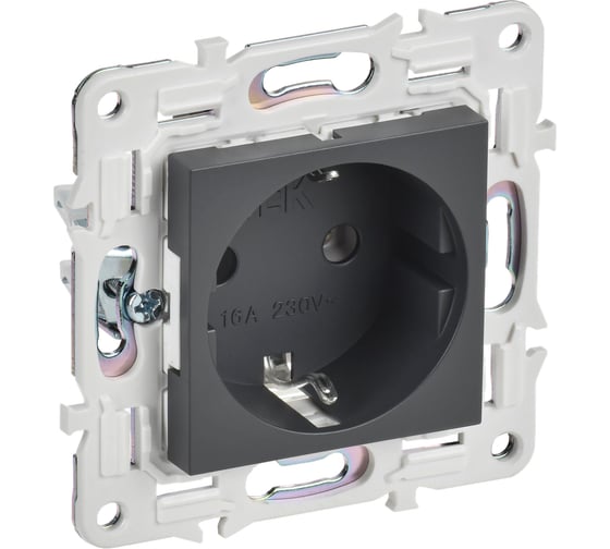 Розетка IEK SKANDY SK-R05T с заземляющим контактом, без защитных шторок, 16А, титан SK-R11-16-K48 1
