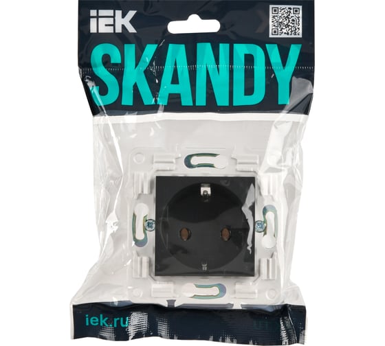Розетка IEK SKANDY SK-R05T с заземляющим контактом, без защитных шторок, 16А, титан SK-R11-16-K48