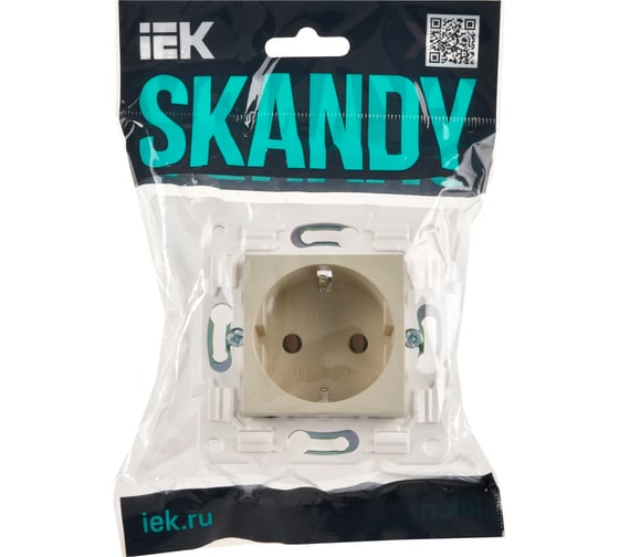 Розетка IEK SKANDY SK-R05B с заземляющим контактом, без защитных шторок, 16А, бежевый SK-R11-16-K10