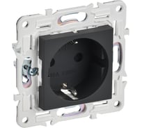 Розетка IEK SKANDY SK-R06G с заземляющим контактом, со шторками, без крышки, 16А, графит SK-R14-16-1-K53