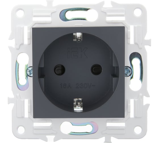 Розетка IEK SKANDY SK-R06T с заземляющим контактом, со шторками, без крышки, 16А, титан SK-R14-16-1-K48