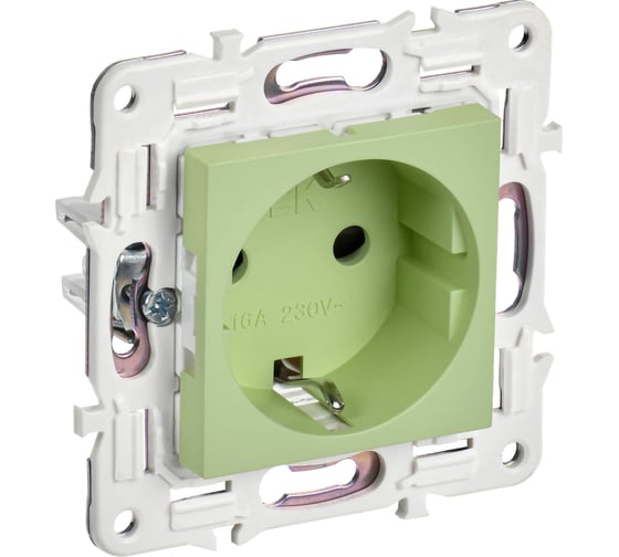 Розетка IEK SKANDY SK-R06M с заземляющим контактом, со шторками, без крышки, 16А, мятный SK-R14-16-1-K06