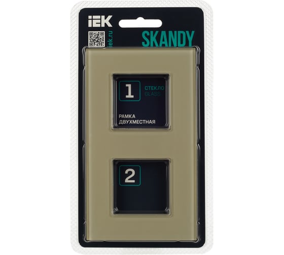 Рамка 2-местная IEK SKANDY SK-F22B стекло бежевый SK-M22-G-K10