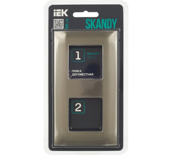 Рамка 2-местная IEK SKANDY SK-F32N металл никель SK-M22-M-K50
