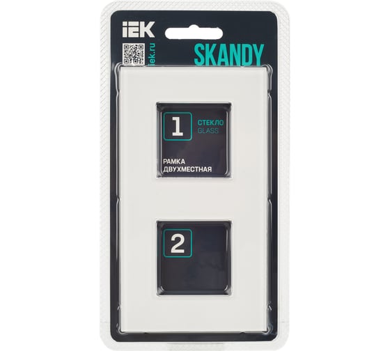 Рамка 2-местная IEK SKANDY SK-F22W стекло арктический белый SK-M22-G-K01